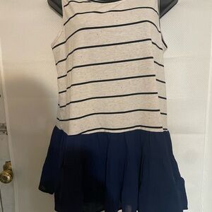Umgee Navy and Cream Striped Blouse